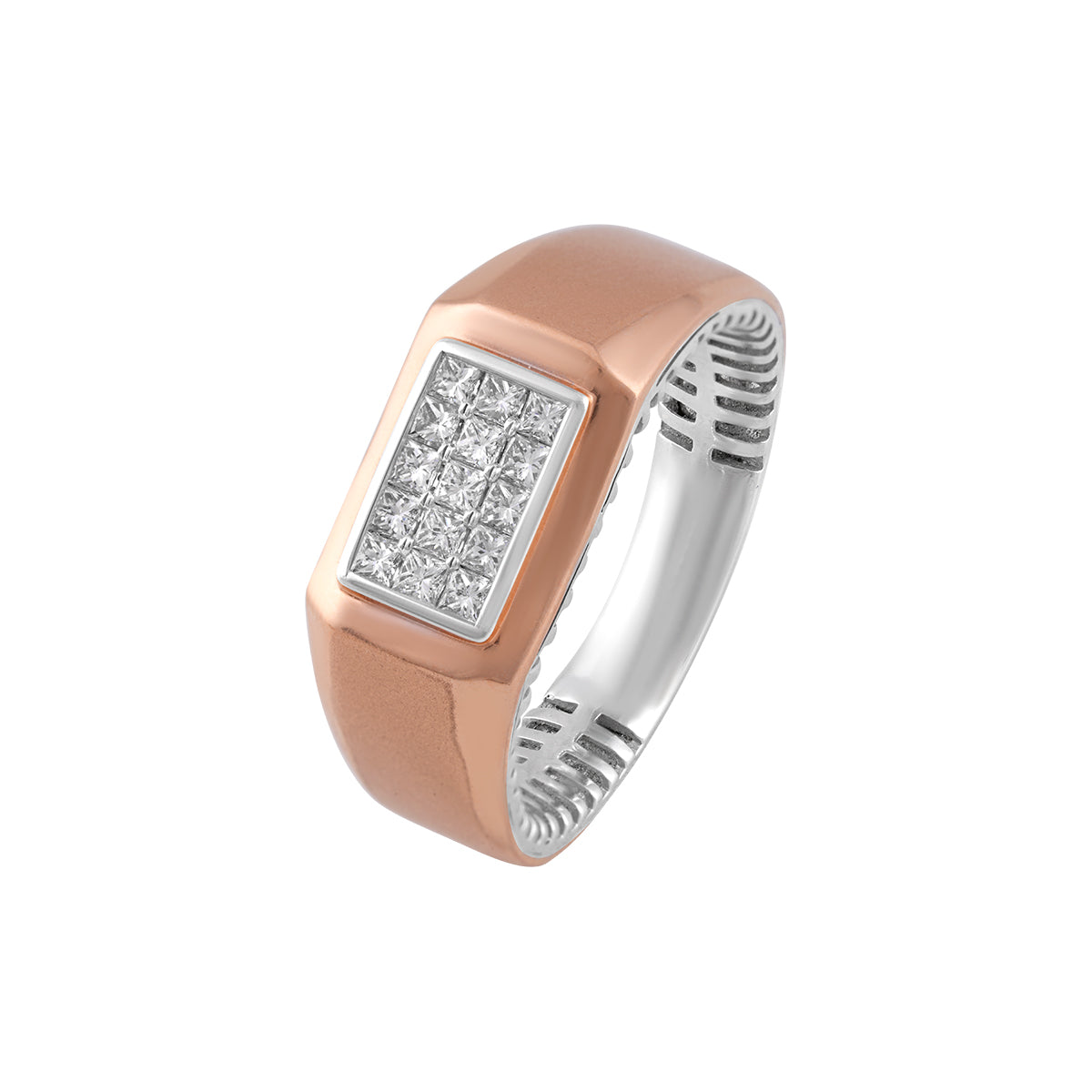 Rectangular Two-Tone Diamond Cluster Ring MLJ-52