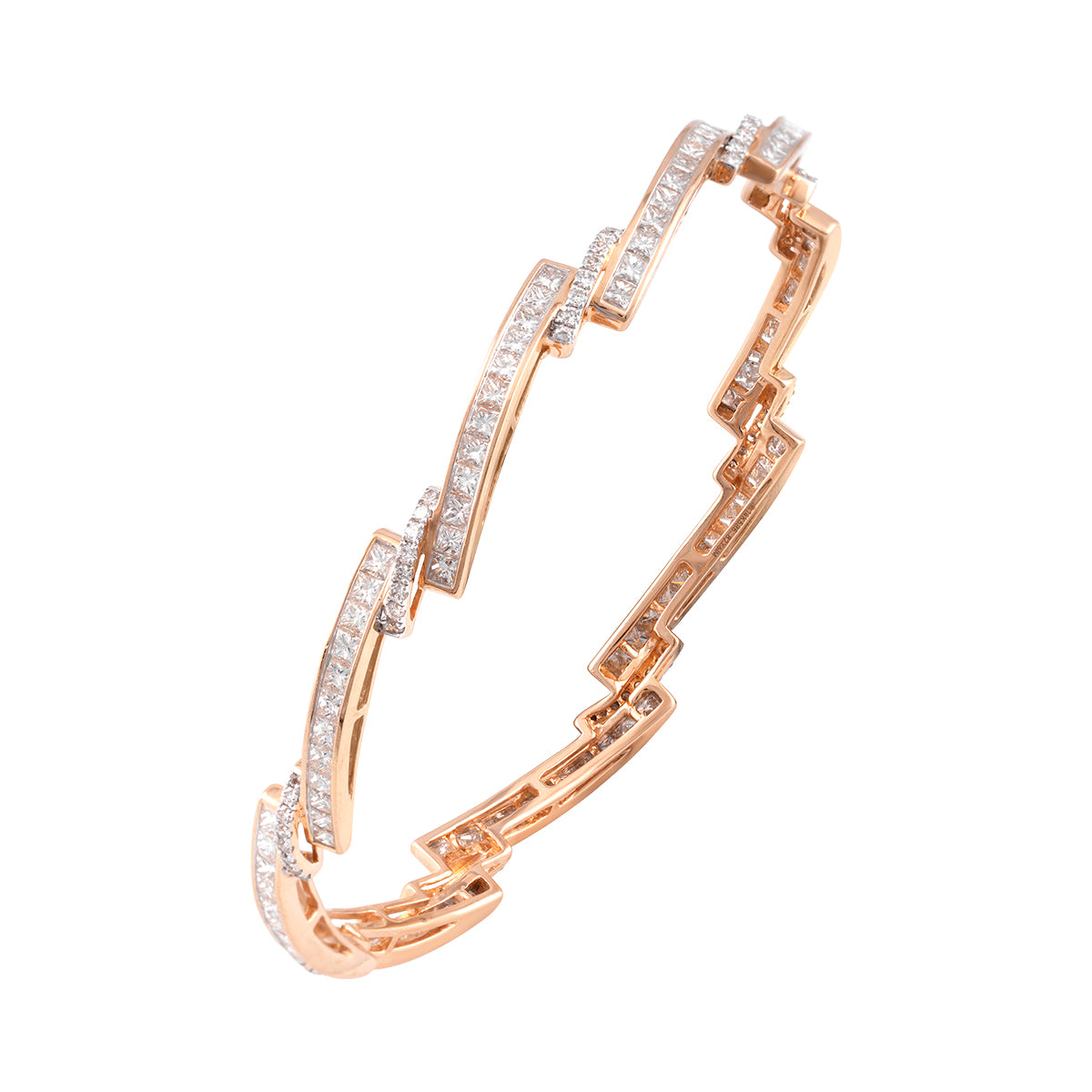 Rose Gold Geometric Diamond Bangle-MLJ-51