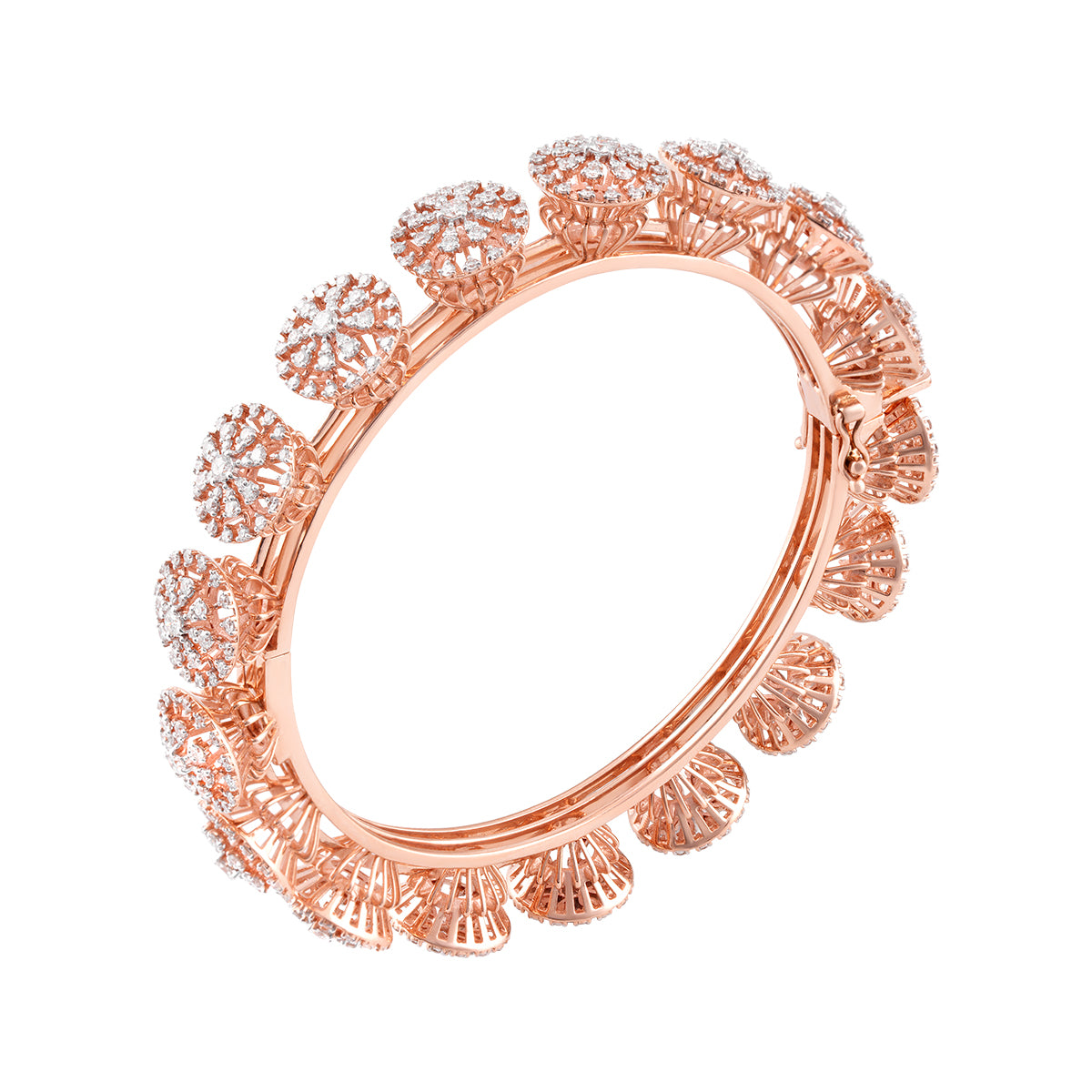 Rose Gold Floral Diamond Bangle-MLJ-50