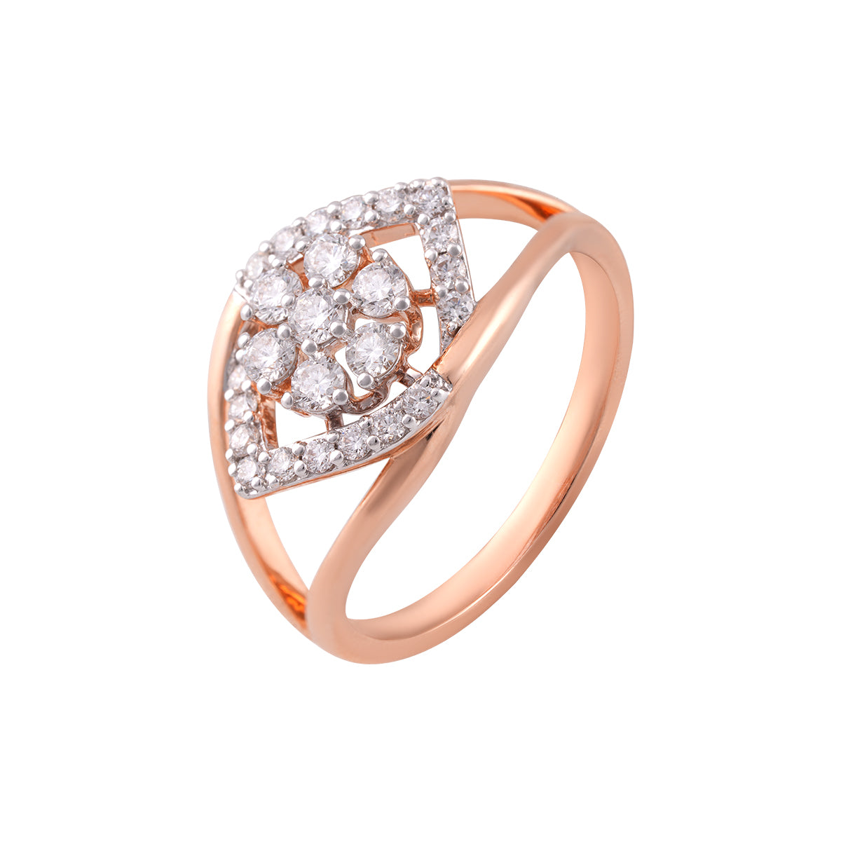 Rose Gold Diamond Cluster Ring-MLJ-16