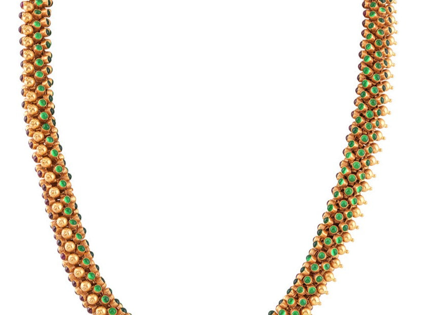 Traditional Gold and Green Beaded Chain MLJ-55