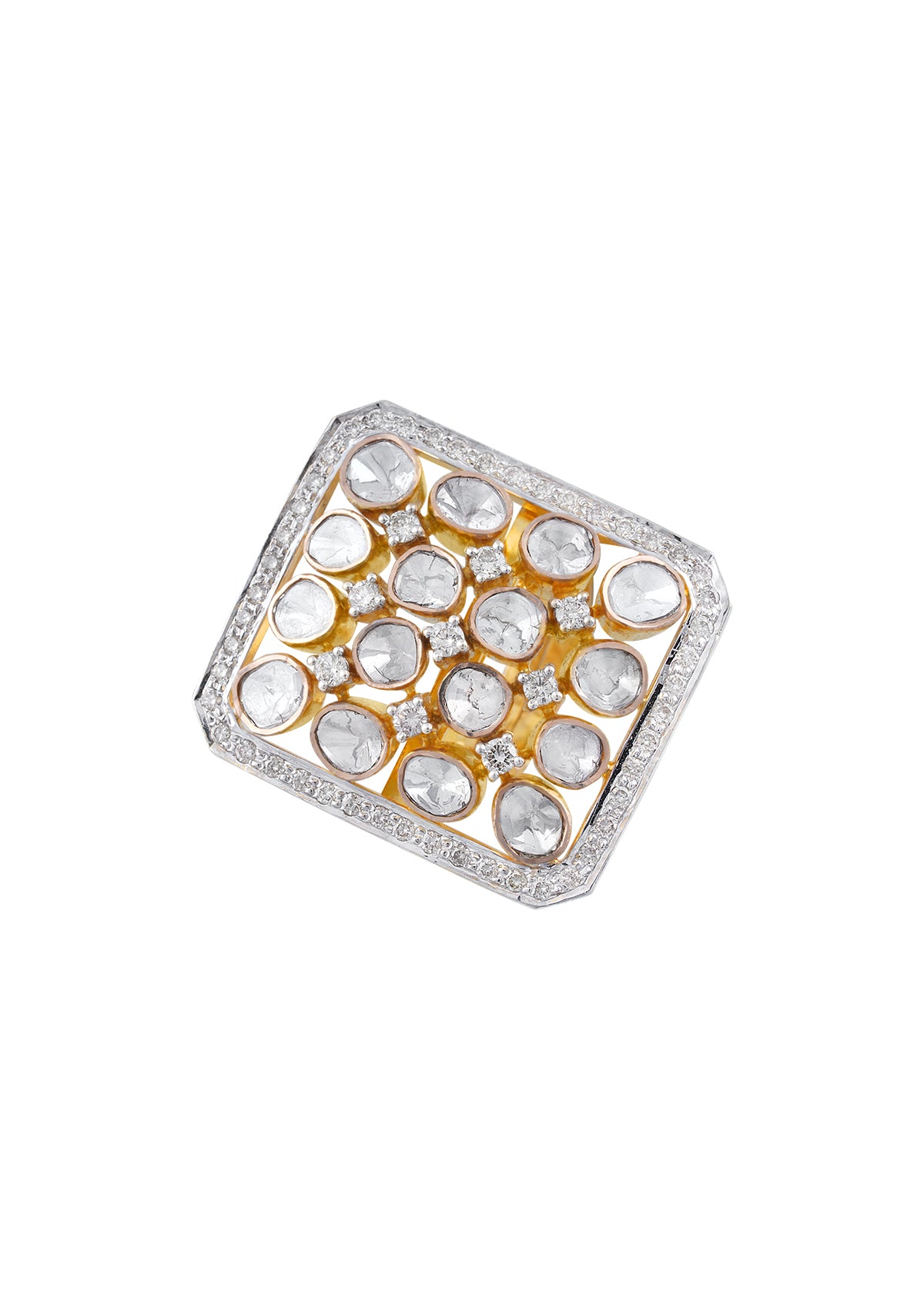 Square Diamond Polki Ring