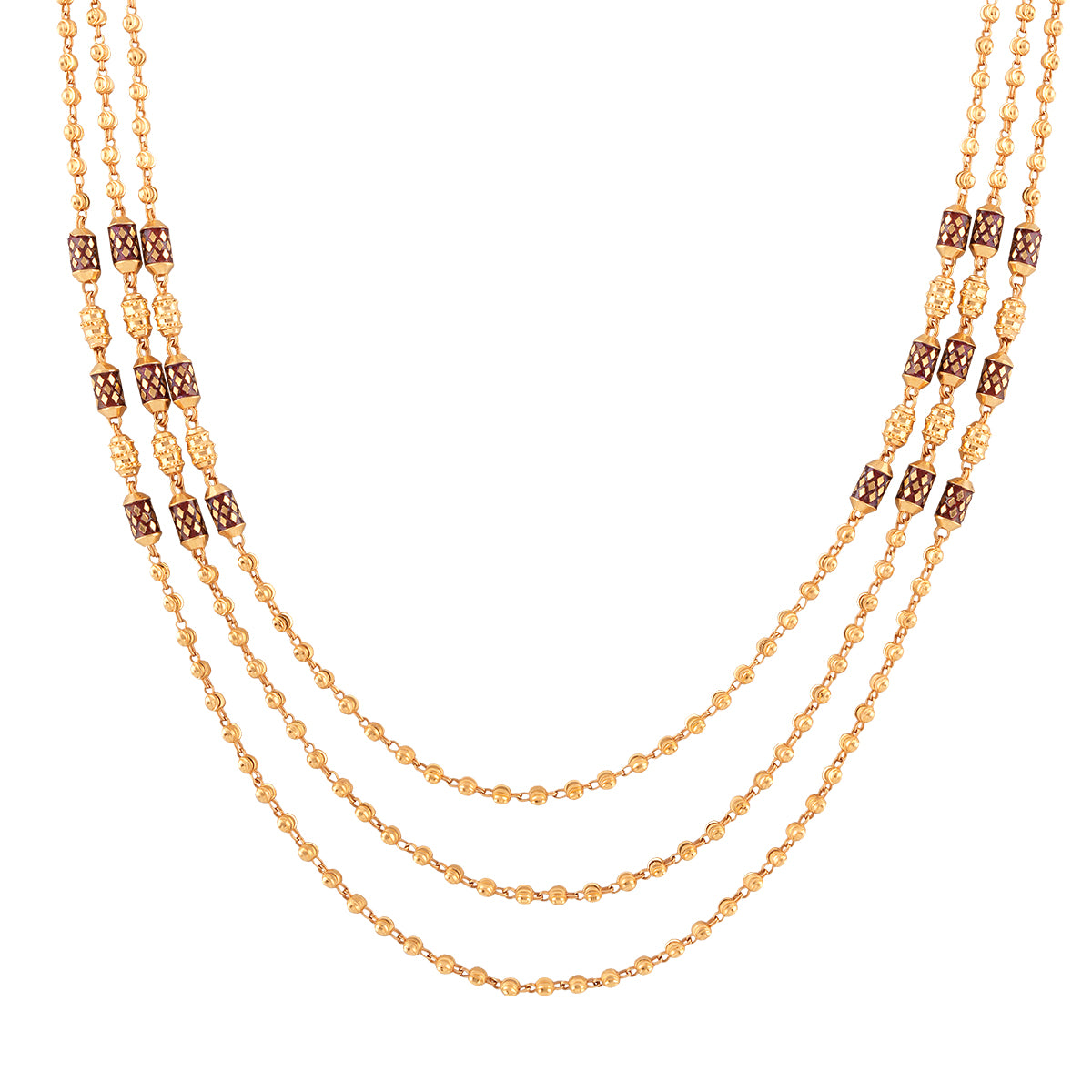 Multi-Strand Beaded Gold Necklace MLJ-53
