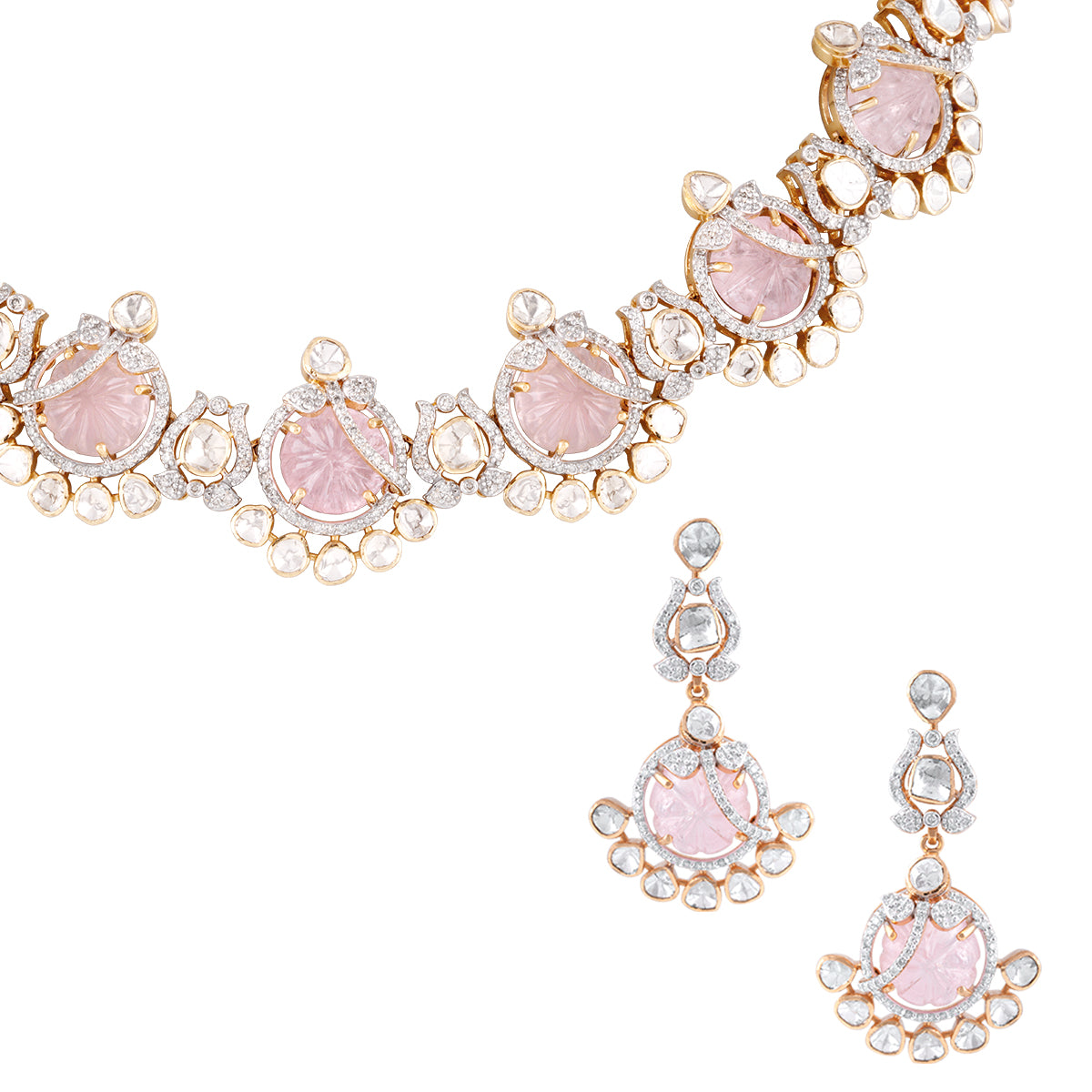 Blush Polki Enchantment Necklace and Earring Set MLJ-38