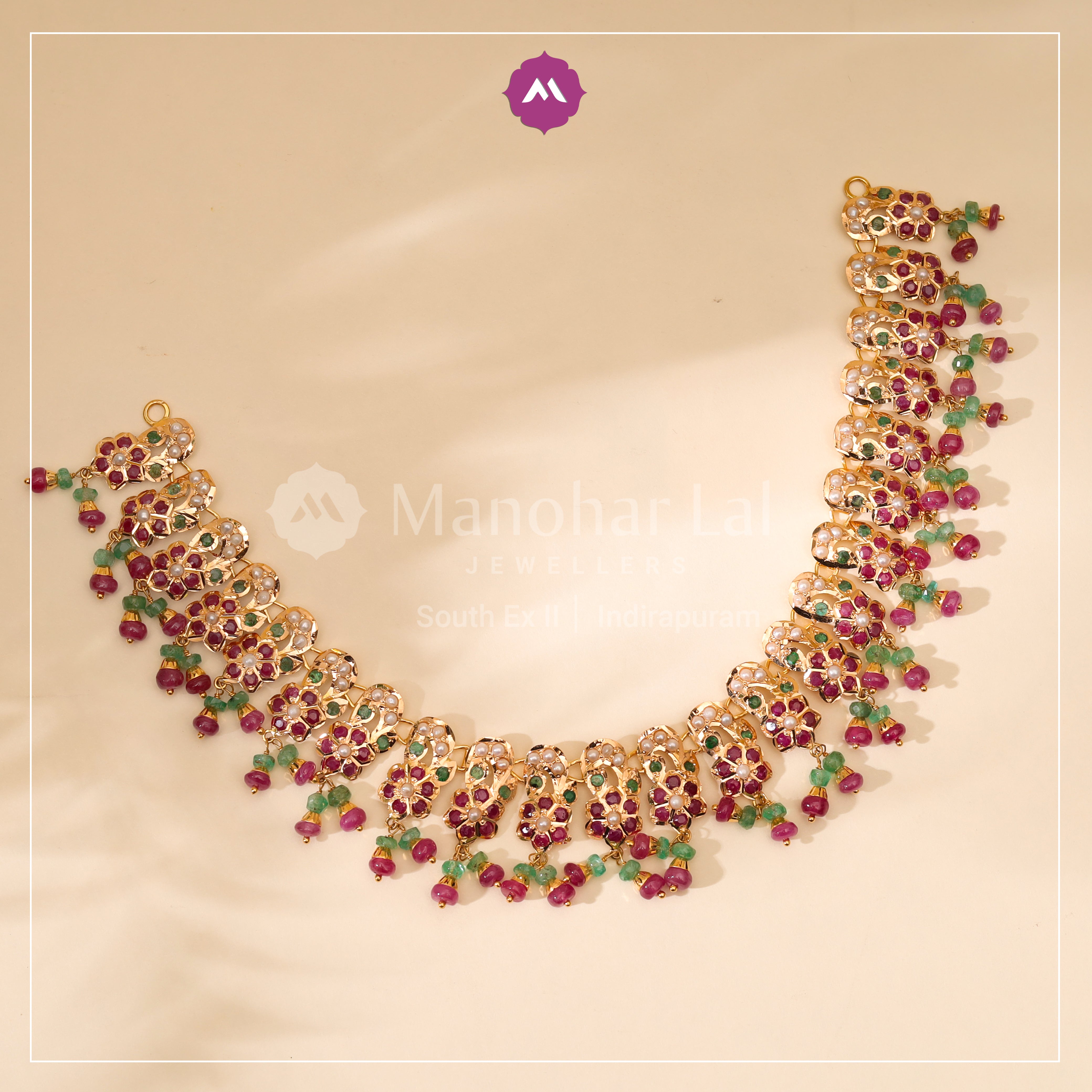 Regal Pearl & Gemstone Choker Series Set MLJ-225