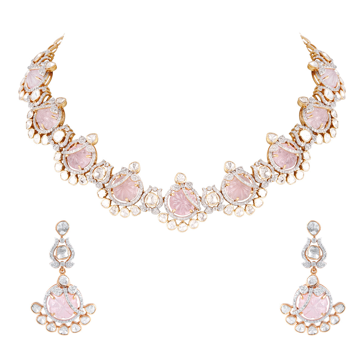 Blush Polki Enchantment Necklace and Earring Set MLJ-38