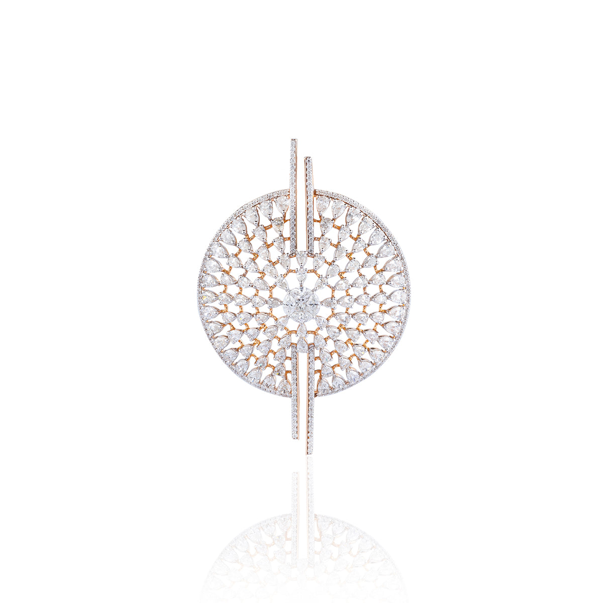 Diamond-Encrusted Circular Pendant and Earrings Set MLJ-151