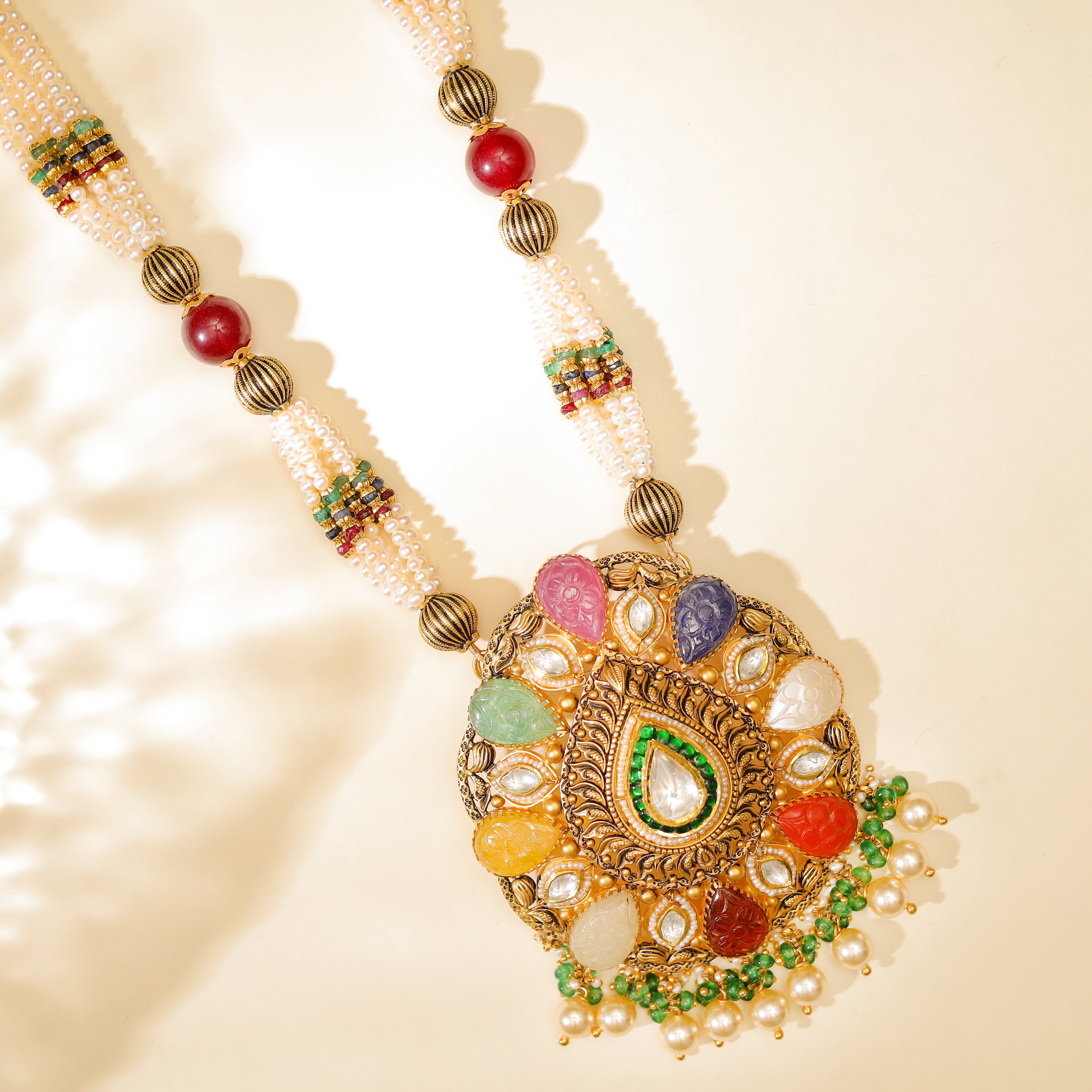 Multicolored Polki Necklace Set with Earrings MLJ-188