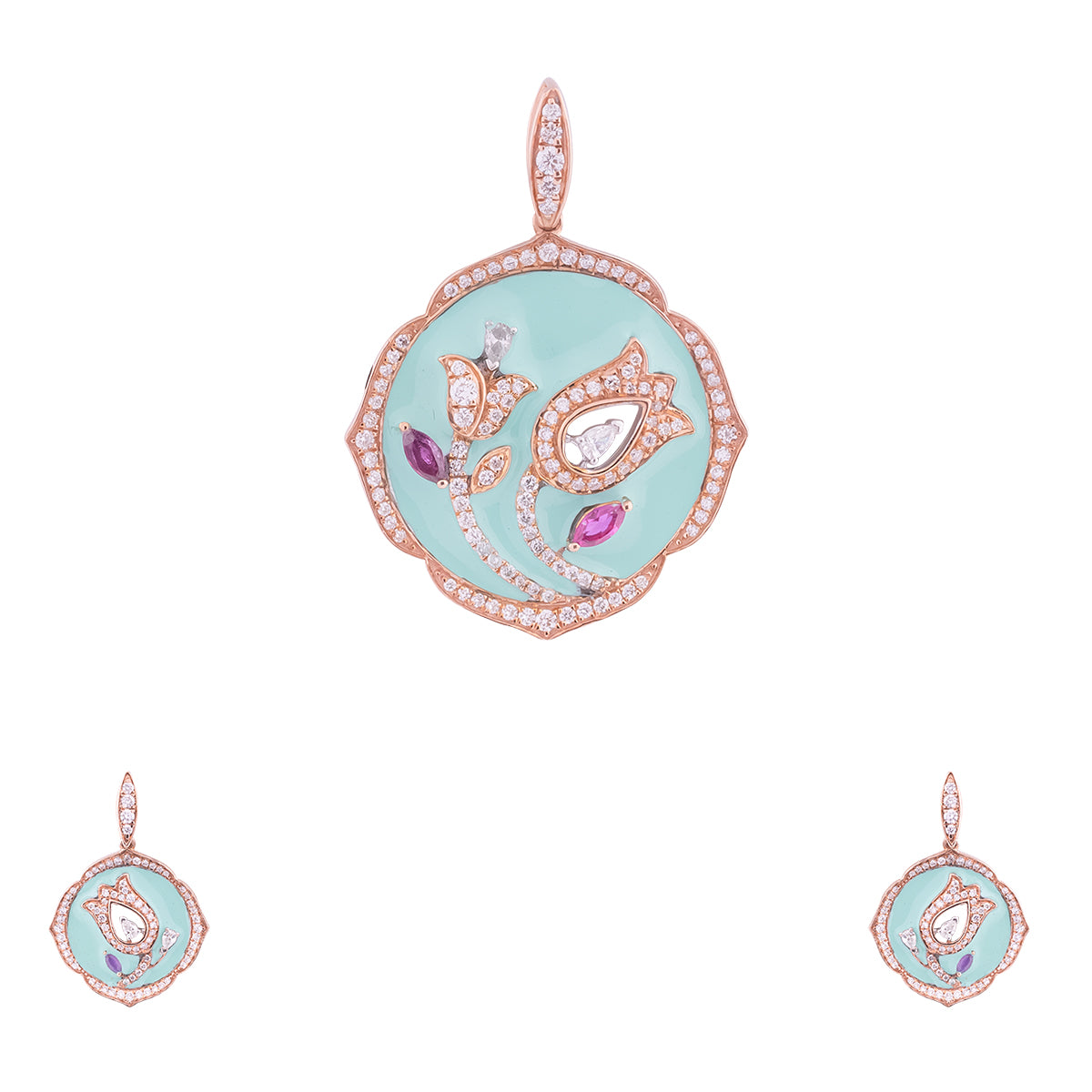 Blue Enamelled Pendant Set-MLJ-153