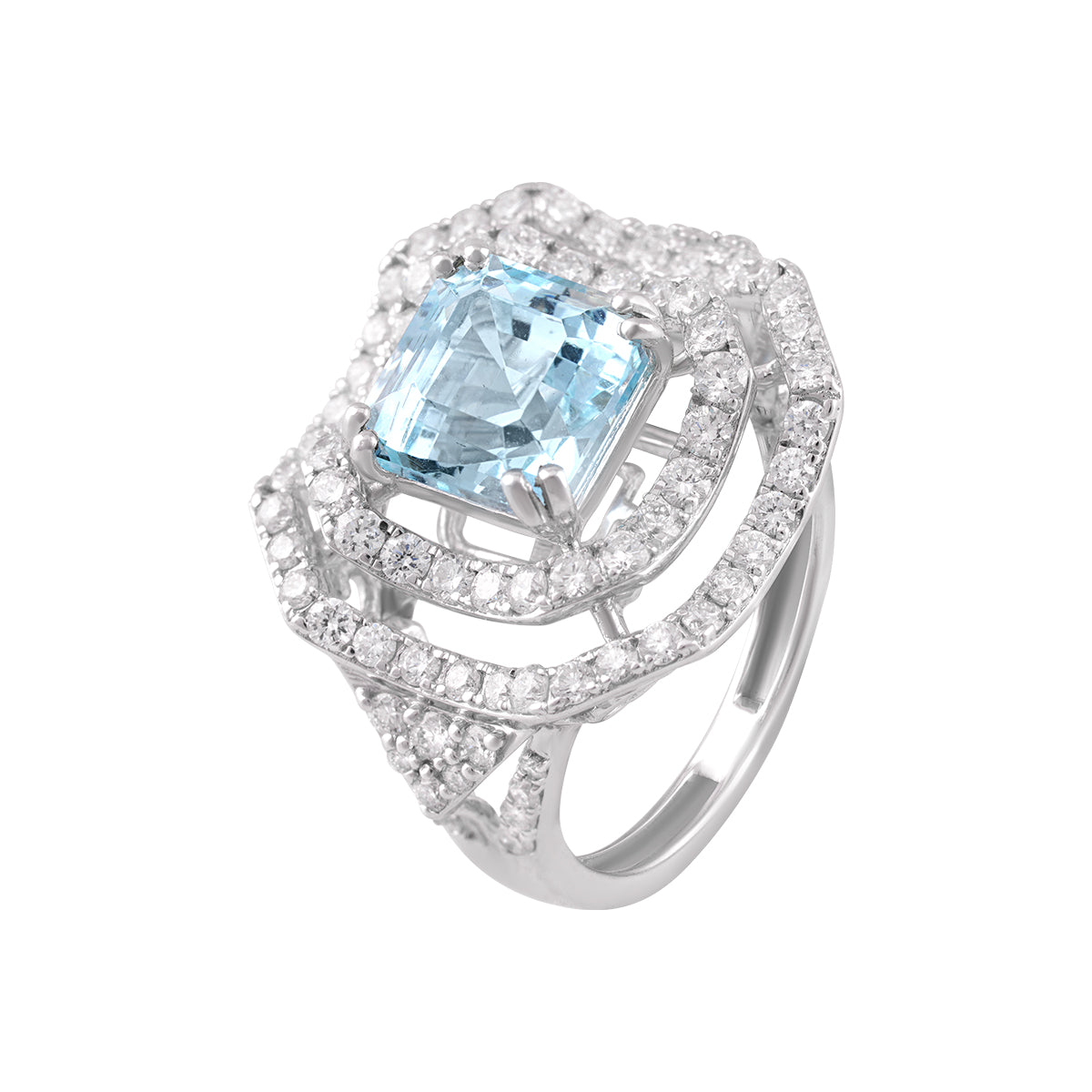 Modern Geometric Aquamarine Ring MLJ-112