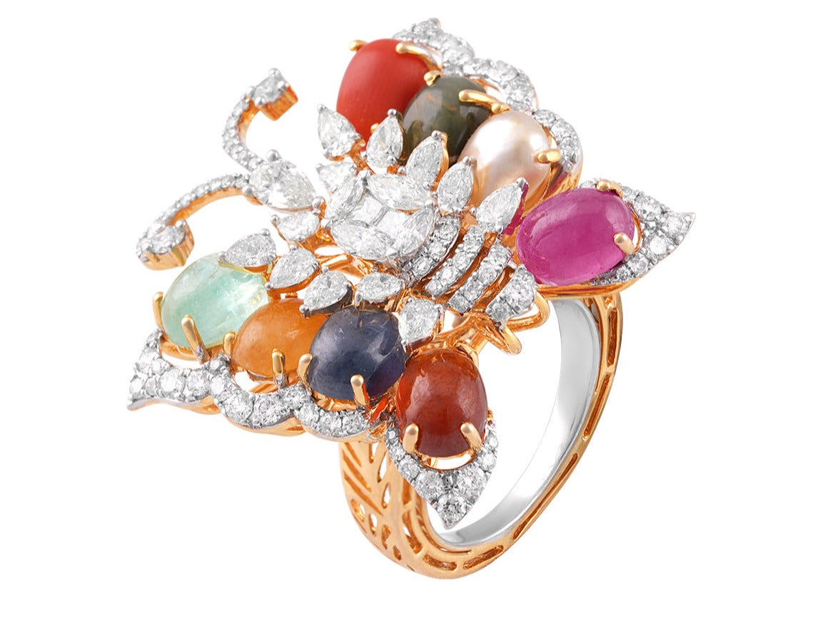 Radiant Navaratna Butterfly Ring MLJ-92