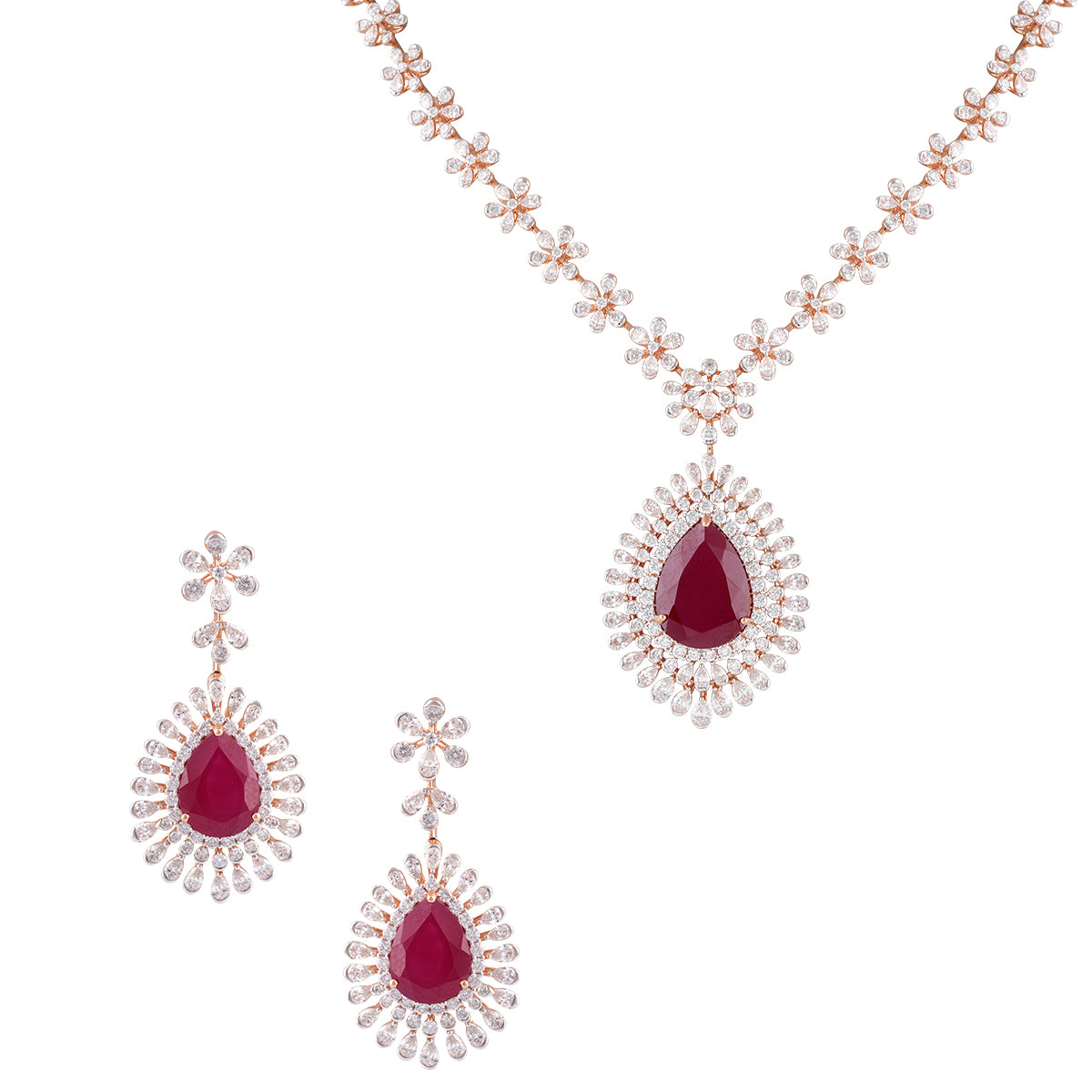 Radiant Ruby Cascade Diamond Set MLj-10