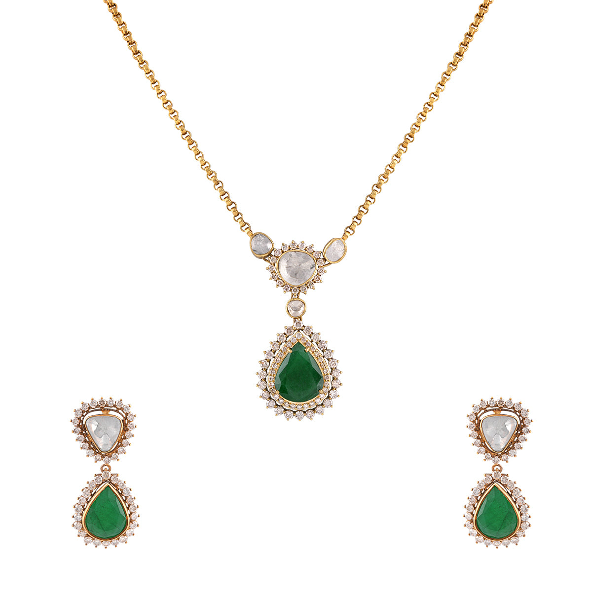 Polki Diamond Pendant Set MLJ-90