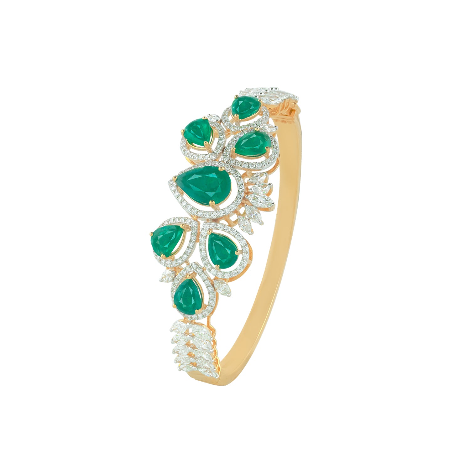 Royal Emerald Teardrop Diamond Bracelet-MLJ-158