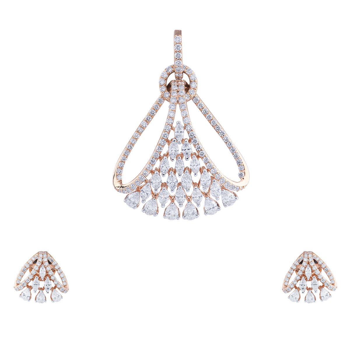 Graceful Diamond Drop Pendant Set-MLJ-152